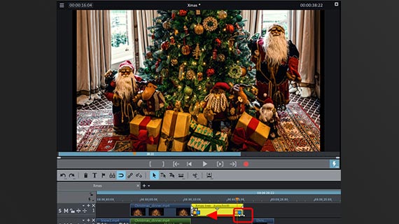 Weihnachtsvideo an der hinteren Schnittkante trimmen