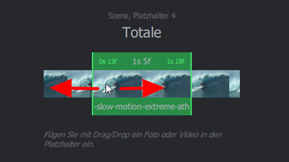 Bereichsanzeige mit Infos Verschieben Sie den verwendeten Video-Bereich in der Bereichsanzeige