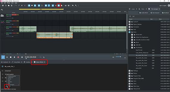 Use object effects for selected audio files
