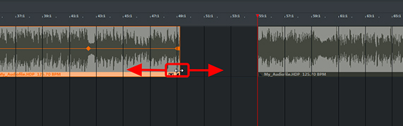 Shortening and lengthening an audio object using the object edge