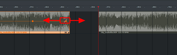 Fading out an audio object using the upper fade handle