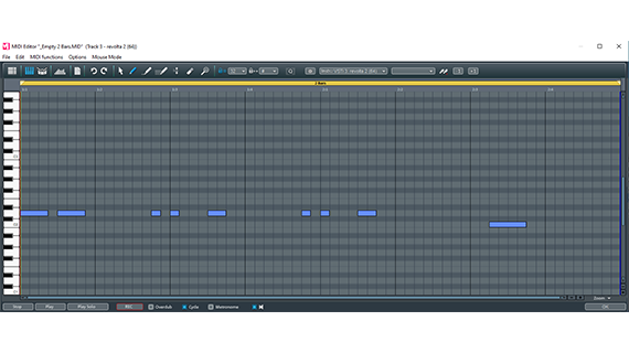 Program the bassline in the MIDI editor for the Revolta