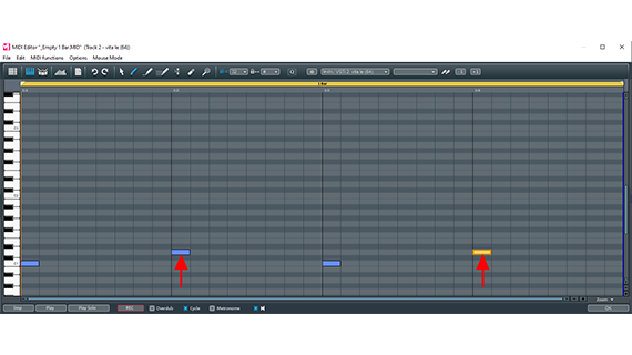 Move notes in the MIDI editor to the position of the snare