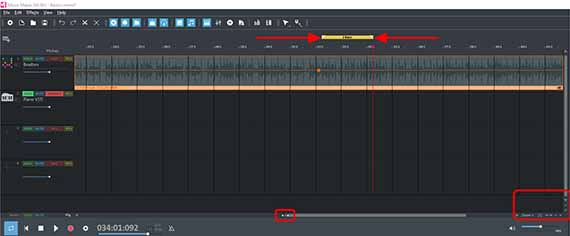Collapse and zoom in and out of range bars Define playback range and display section