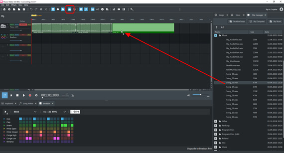 Open the file manager and load audio files one after the other