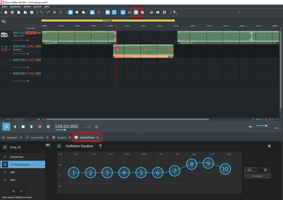 Treble increase with the equalizer