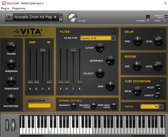 Screenshot von im Music Maker mitgelieferten Sampler "Vita LE"