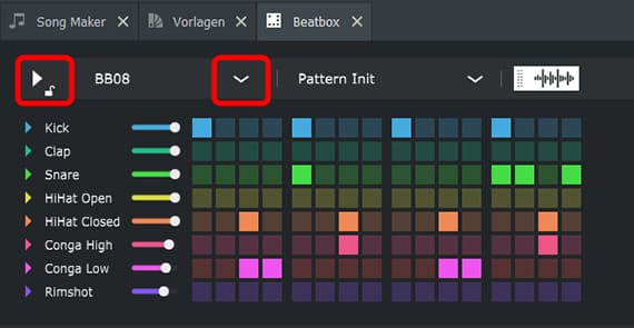 Screenshot vom mitgelieferter MIDI Controller "Beatbox"