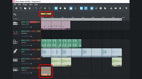 Create an empty MIDI object, adjust the playback area