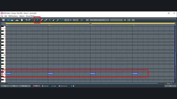 Open the MIDI editor, select the pencil tool and draw notes