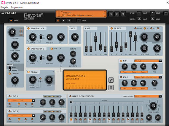 Revolta-Benutzeroberfläche Aufgenommene Melodien vom Software-Synthesizer "Revolta" abspielen lassen