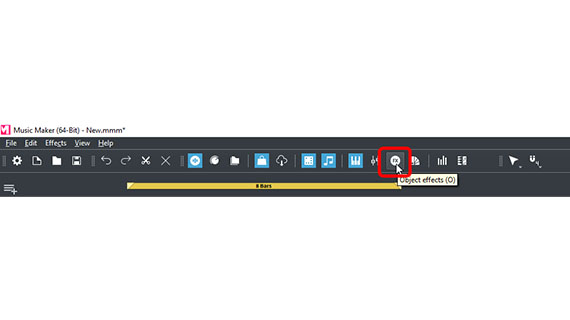 Open object effects in the toolbar