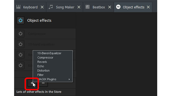 Apply effects to selected objects
