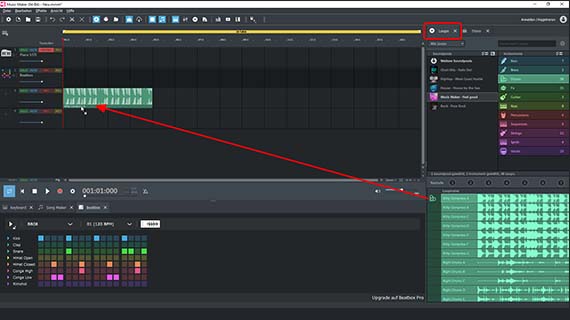 Drag the first drum sample into the track