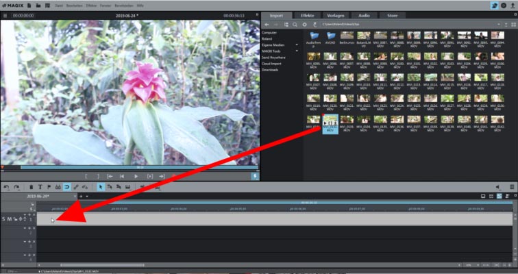 Drag & Drop in Video deluxe Videodatei laden