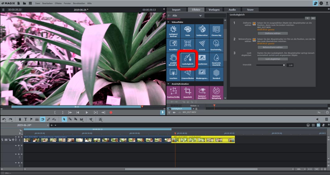 Lookabgleich in Video deluxe Plus Videos angleichen