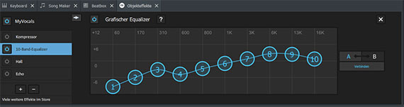 Grafischer Equalizer in den Objekteffekten