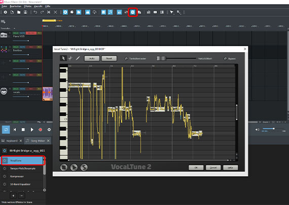 Vocal Tune in den Objekteffekten öffnen
