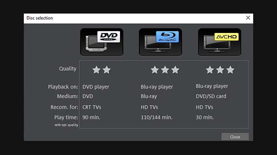 Diskselectie Type disk selecteren: dvd, Blu-ray oder AVCHD