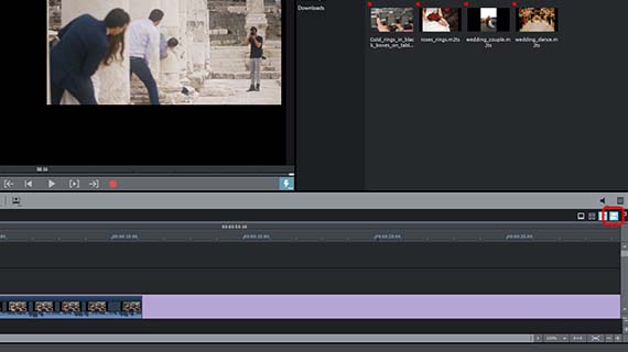 Gesynchroniseerde video's samen in de preview-monitor bewerken (multicam-modus)
