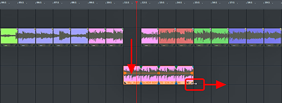 Remix-Objekt als Loop aufziehen Remix-Objekte auf eine separate Spur ziehen und als Loop verwenden
