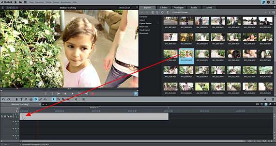 Motion Tracking Import Video für Motion Tracking importieren