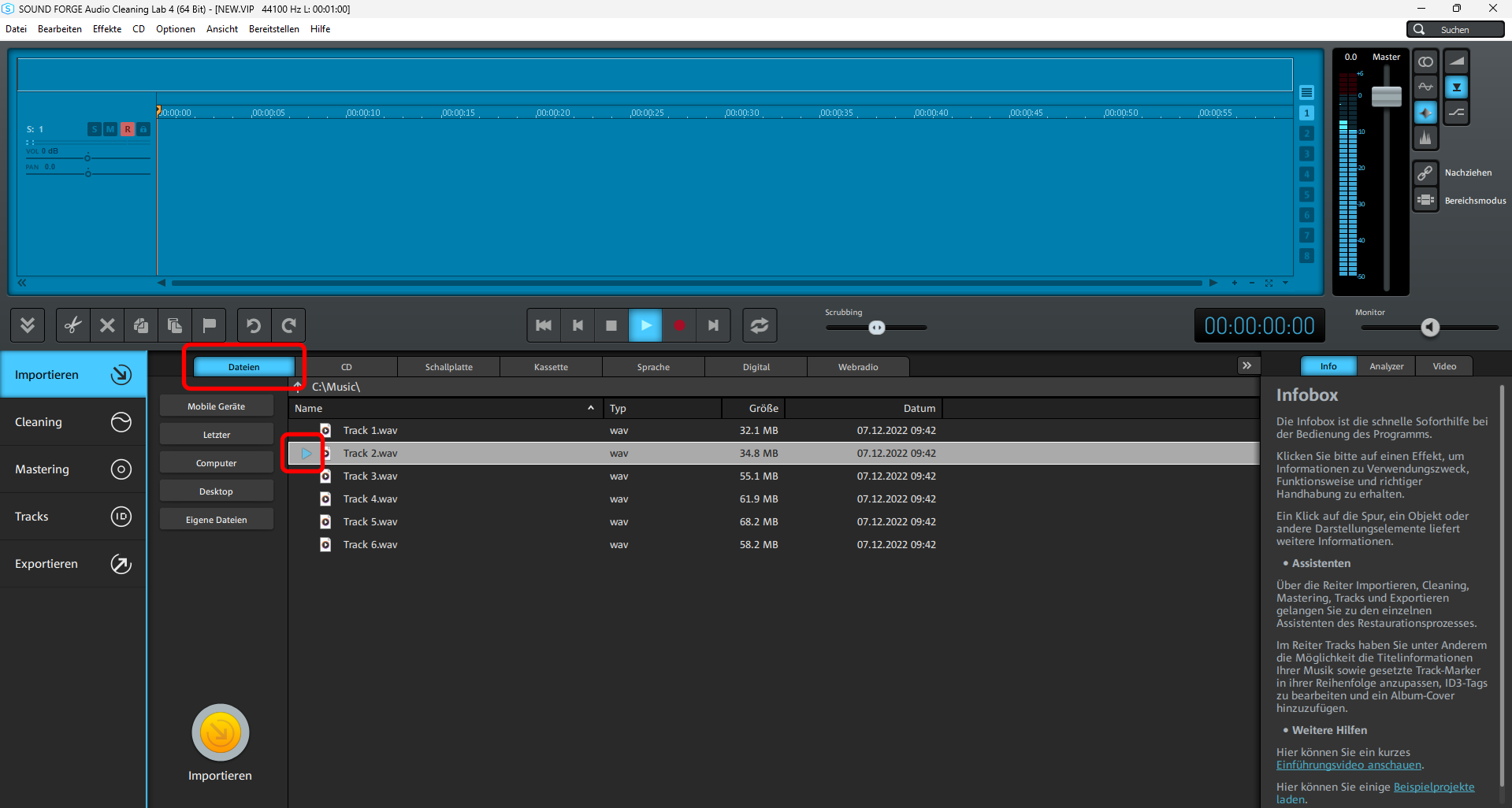 Choose folder in MP3 deluxe File import
