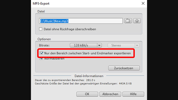 MP3-Datei exportieren