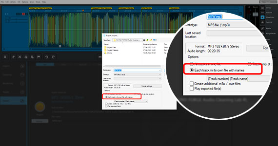 Each track in its own file MP3 export settings