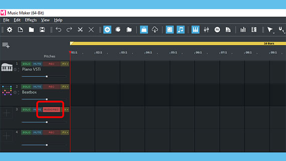 Switch track head to audio recording mode