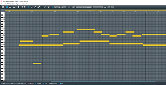 MIDI notes in the MIDI editor