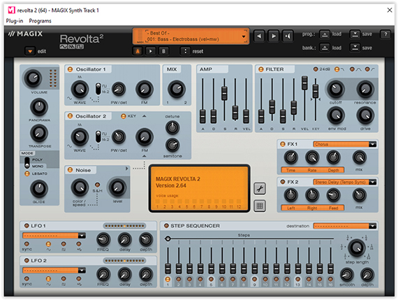 Have the MIDI recording played back by the "Revolta" software synthesizer