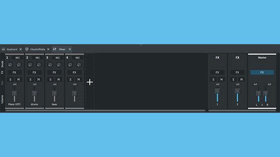 Mixer mit Kanalzügen und Mastersektion