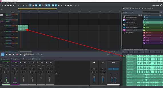 Place a drum sample on a track and then change the tempo