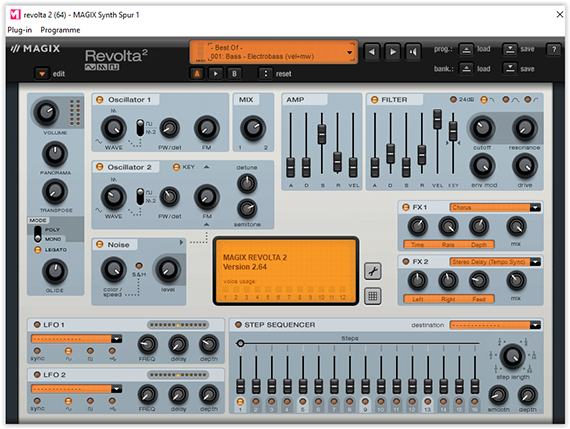 Revolta-Benutzeroberfläche Aufgenommene Melodien vom Software-Synthesizer "Revolta" abspielen lassen