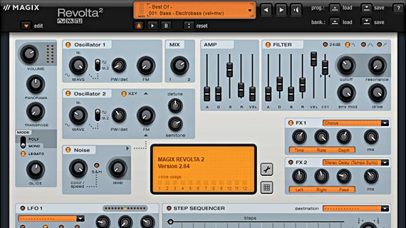 Playing backed recorded melodies on the "Revolta" software synthesizer