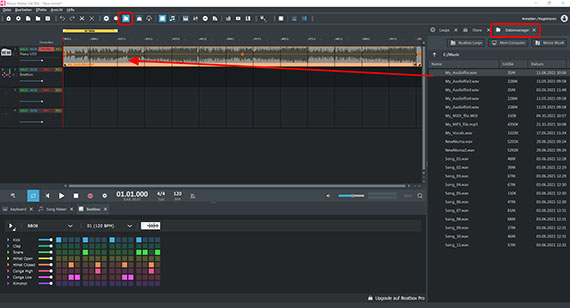 Audiodatei aus dem Dateimanager laden