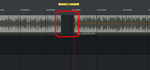 Cut audio object and delete the cut passage