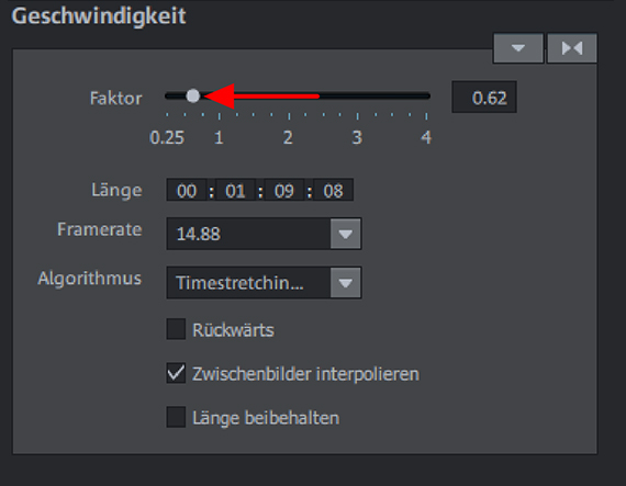Schritt 2: Zeitlupe einstellen Slow-Motion-Effekt
