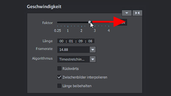 Schritt 2: Video schneller machen Time-Lapse-Effekt