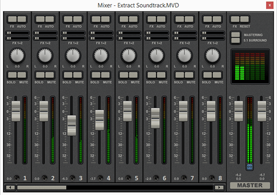 Remover faixa de áudio: mixer de áudio
