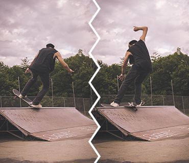 Jump cut effect visualized with a skater