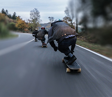 Illustratie van het tilt-shifteffect met een skater