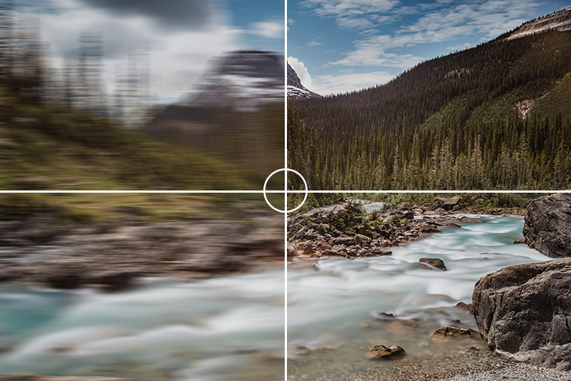 Removing blur in mountain image by stabilizing shaky videos
