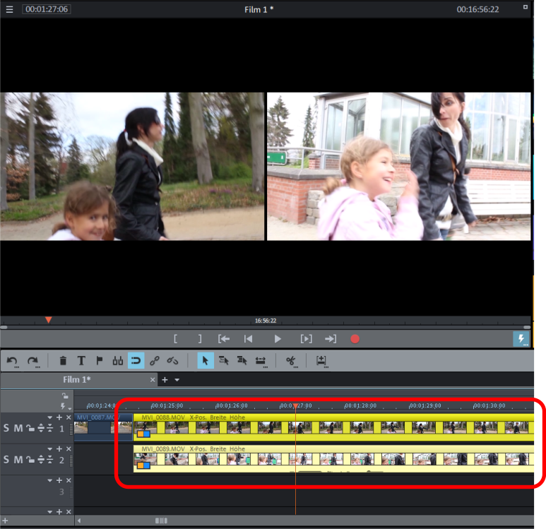 Video-Collage mit Bild-in-Bild-Effekt Bild-in-Bild-Effekt mit 2 Videos