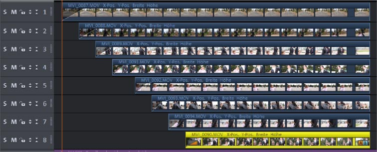 Treppenstruktur Video-Collage mit 8 Videos