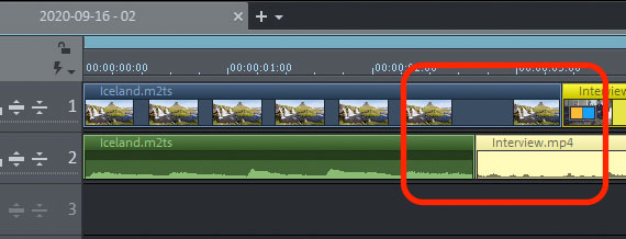 Cutting audio and video tracks separately (J-L cuts)