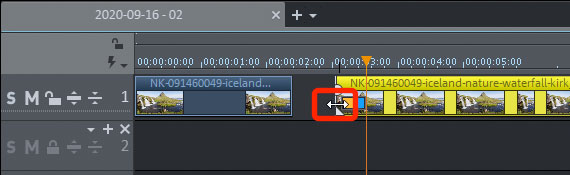 Correcting a video cut with the lower object handle
