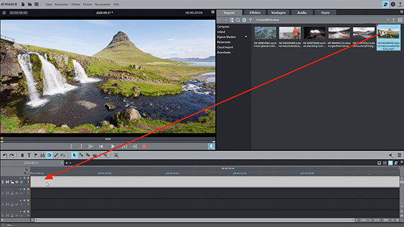 Videos schneiden: Import Video per Drag & Drop laden