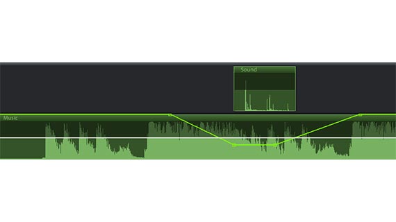 Editar faixa de áudio: curva de volume